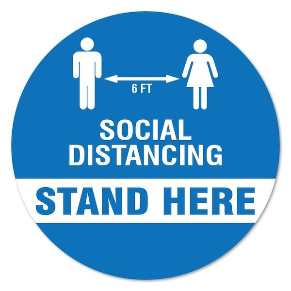 Stand Here Social Distancing Non-Slip Floor Graphic, 12PK, 16 in L, 16 in H, FD-C-16-12PK-99983